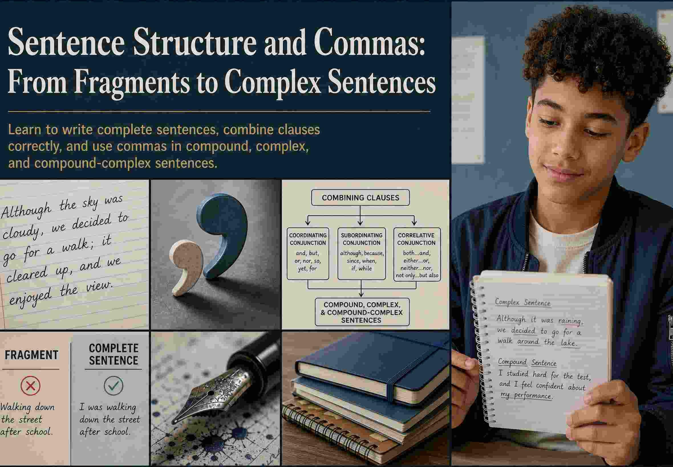 Sentence Structure and Commas: From Fragments to Complex Sentences