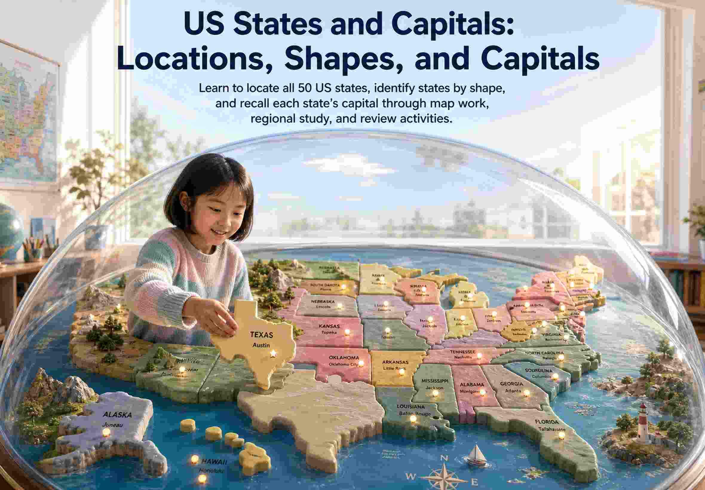 US States and Capitals: Locations, Shapes, and Capitals
