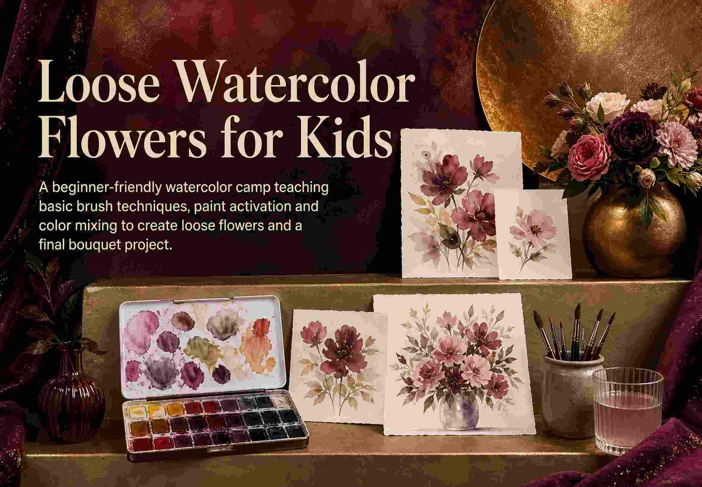 Loose Watercolor Flowers for Kids