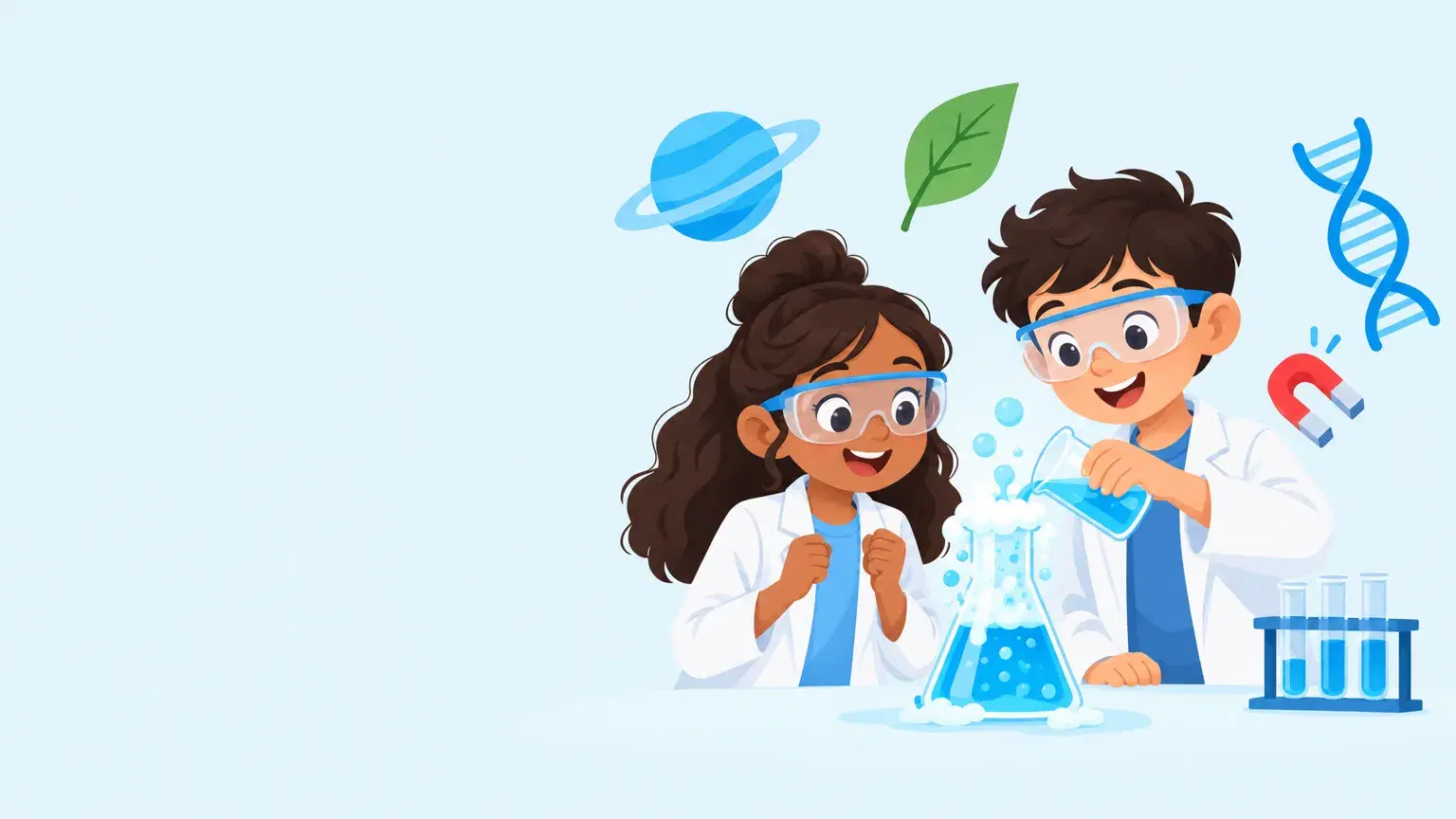 Illustration of kids exploring Science for Kids