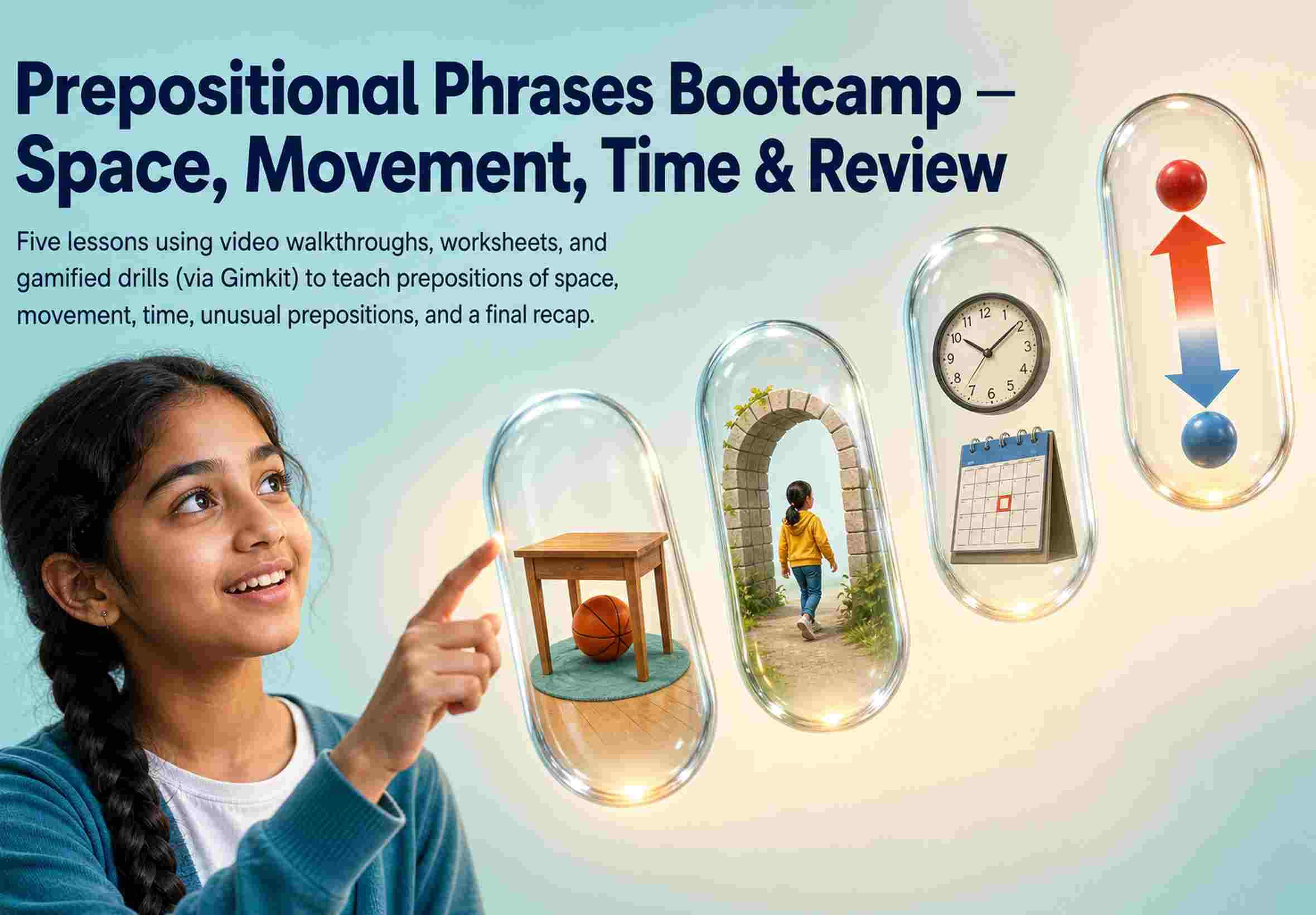 Prepositional Phrases Bootcamp — Space, Movement, Time & Review