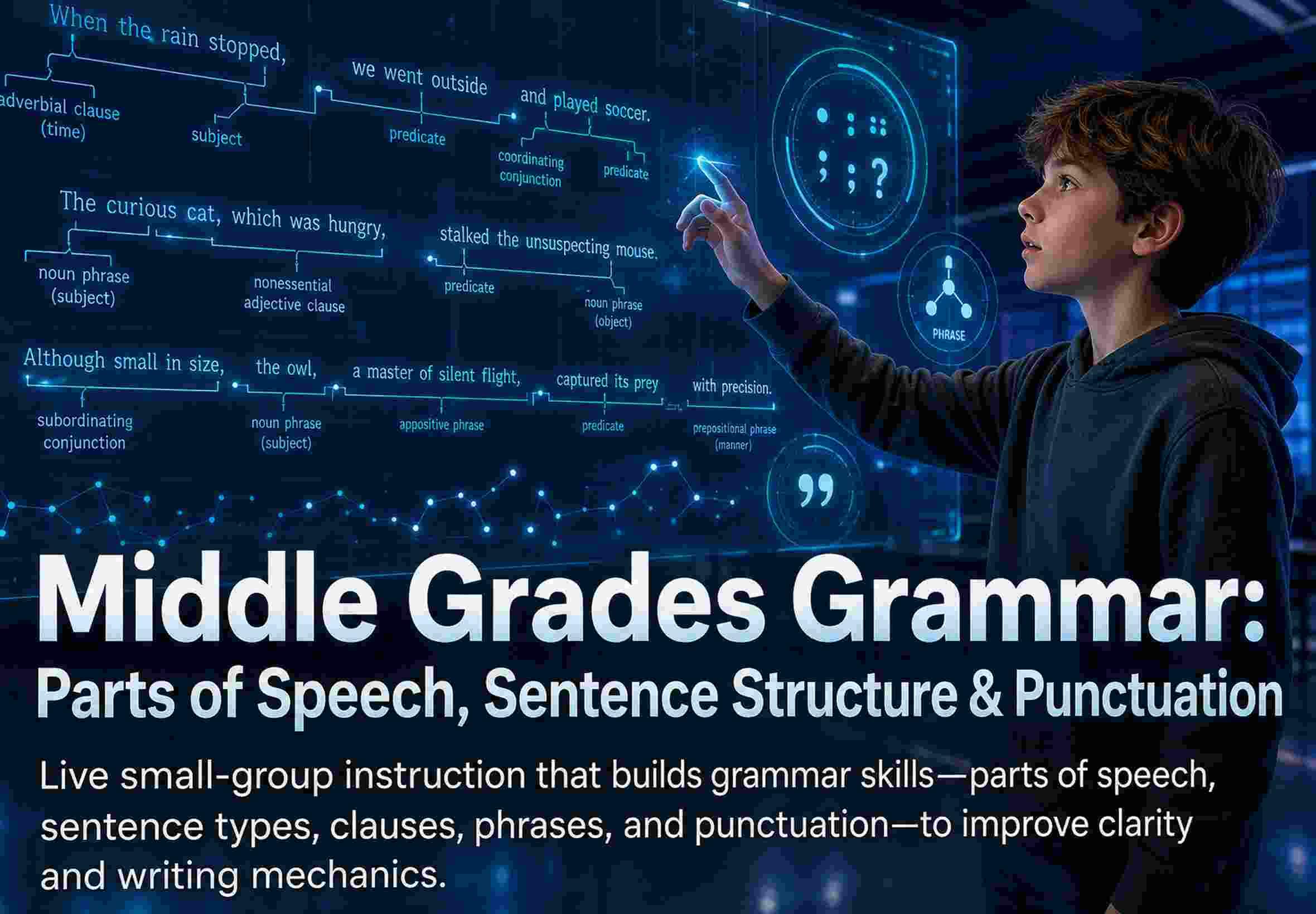 Middle Grades Grammar: Parts of Speech, Sentence Structure & Punctuation