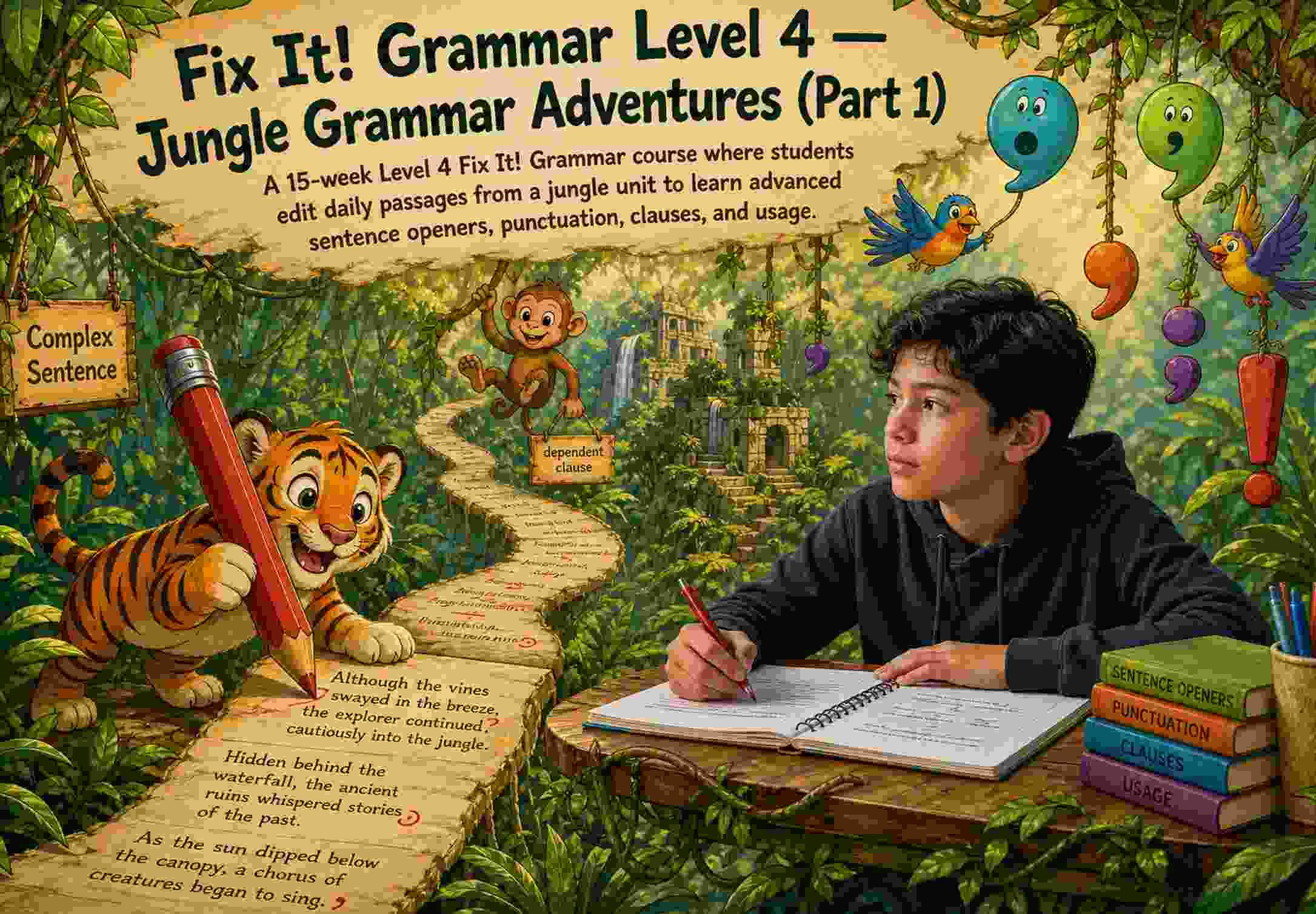 Fix It! Grammar Level 4 — Mowgli & Shere Khan (Part 1)