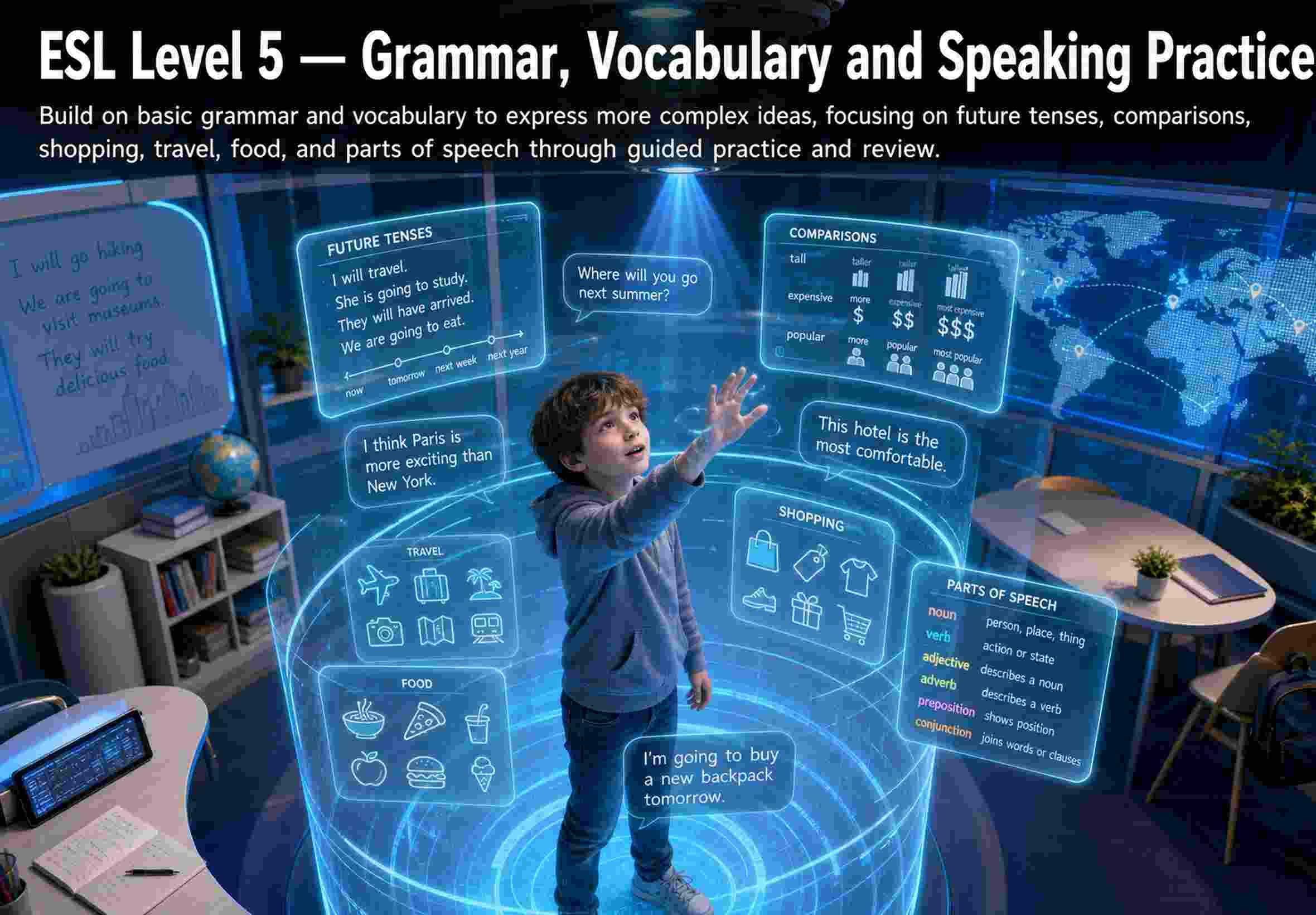 ESL Level 5 — Grammar, Vocabulary and Speaking Practice