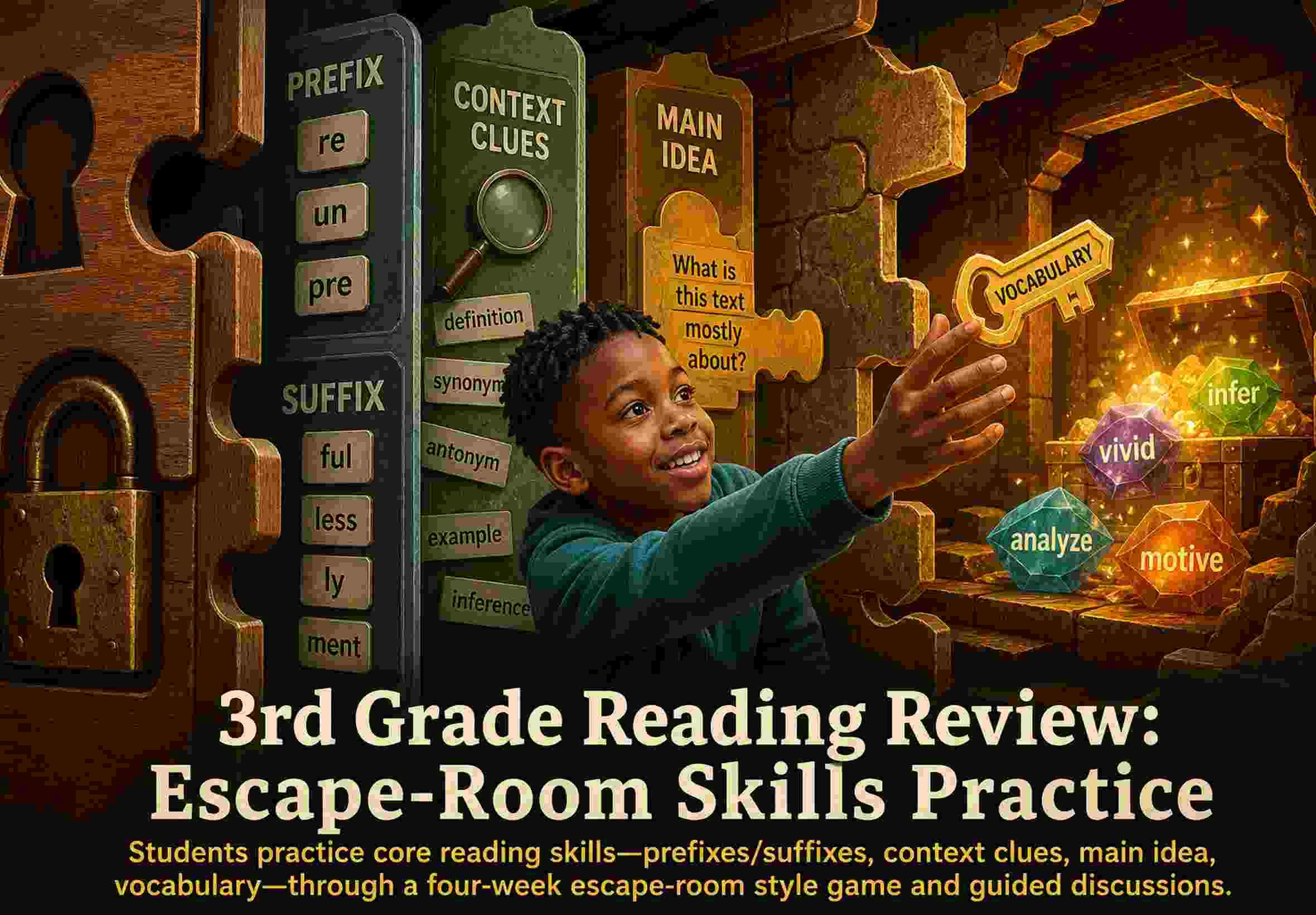 3rd Grade Reading Review: Escape-Room Skills Practice