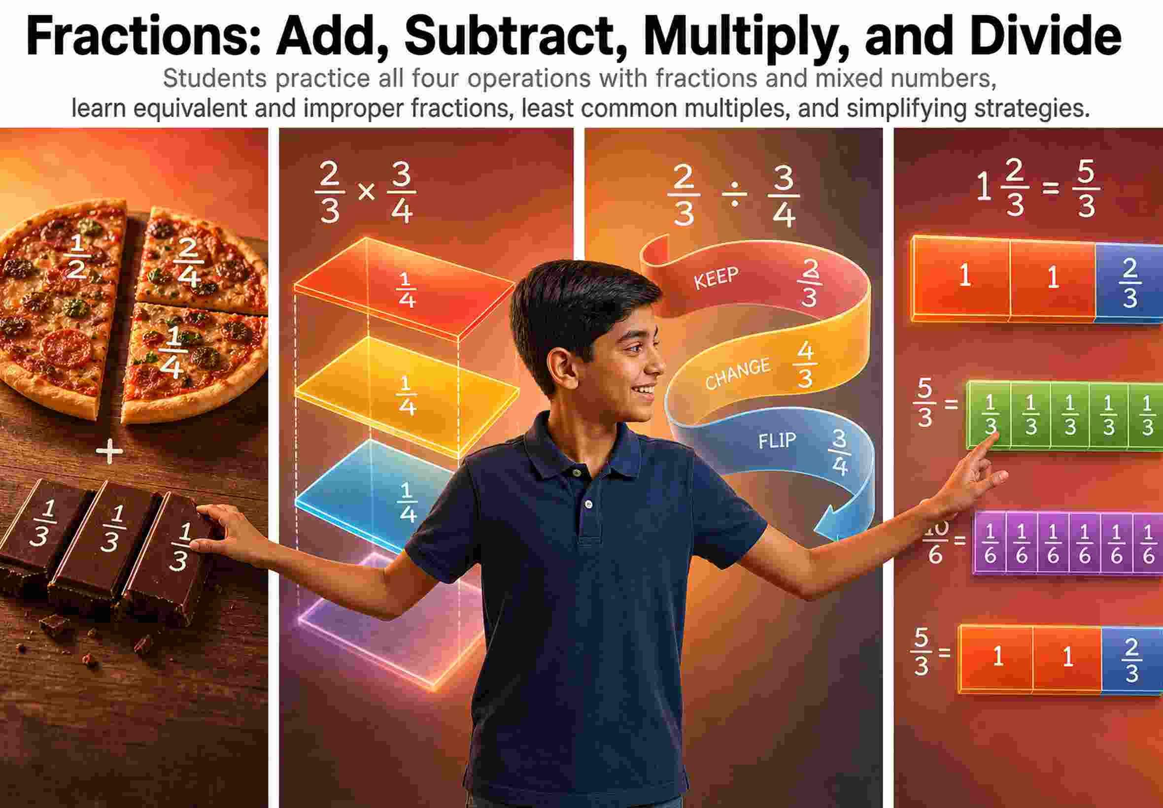 Fractions: Add, Subtract, Multiply, and Divide
