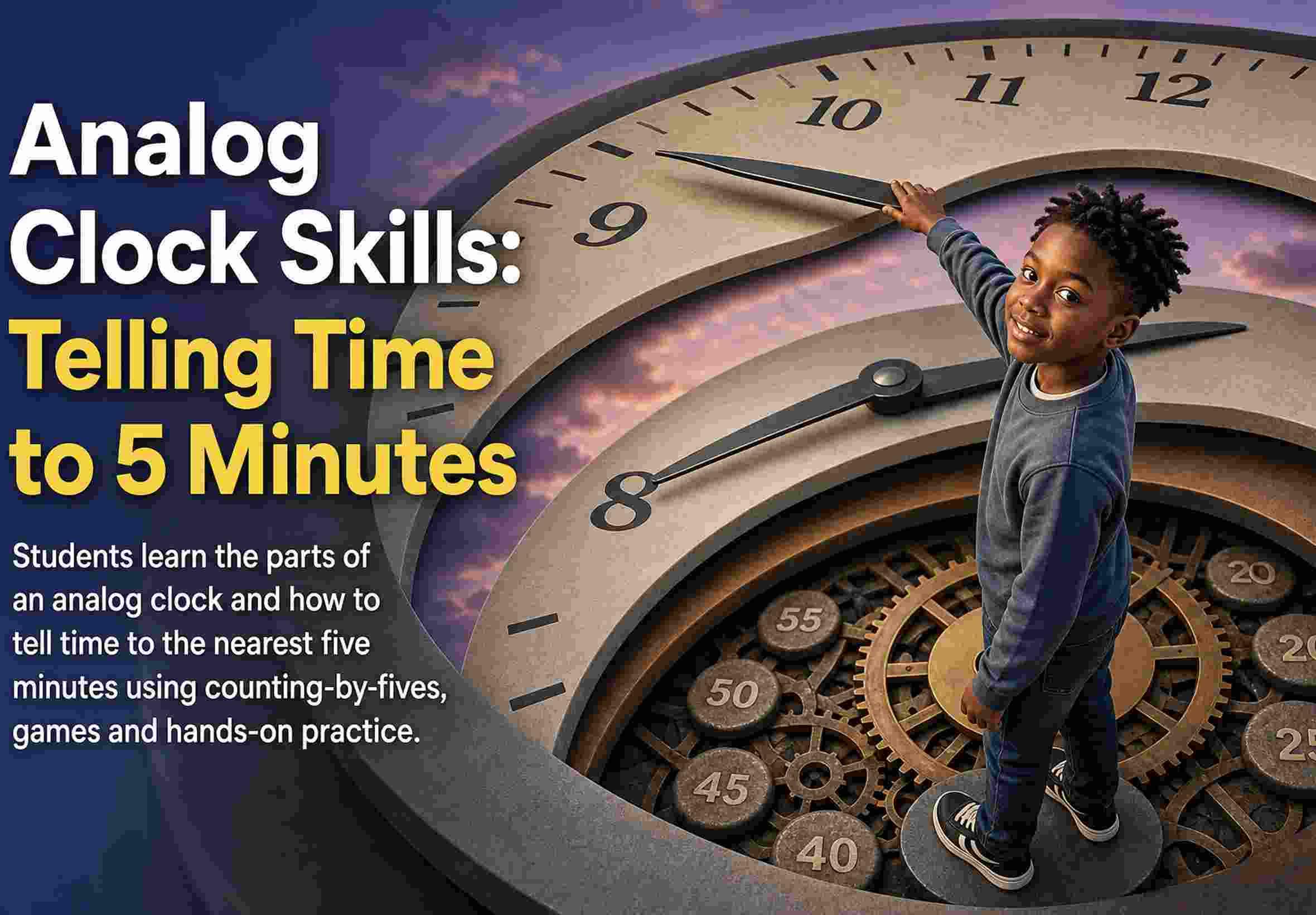 Analog Clock Skills: Telling Time to 5 Minutes