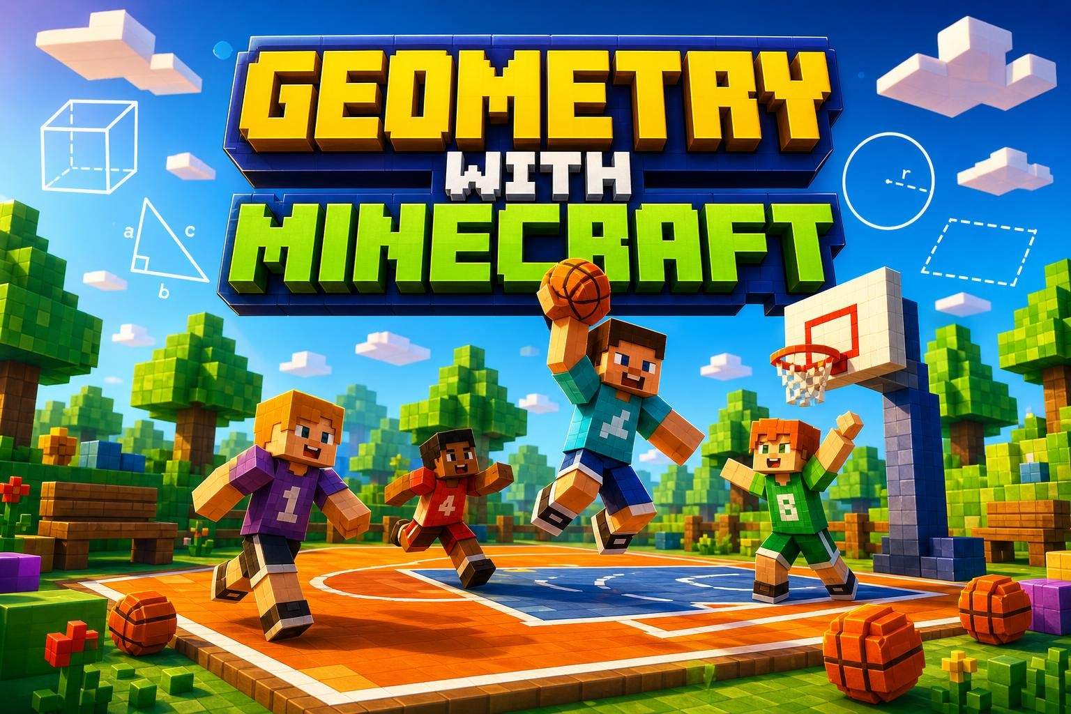Minecraft Geometry: Area, Perimeter, Symmetry, and Volume