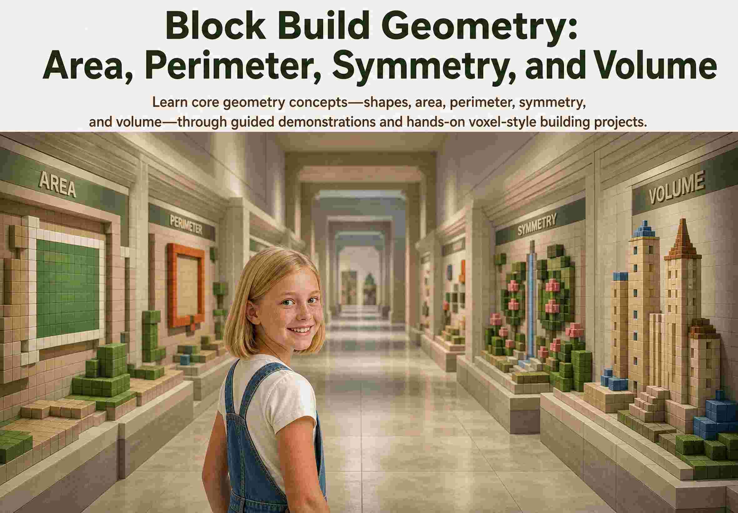 Minecraft Geometry: Area, Perimeter, Symmetry, and Volume