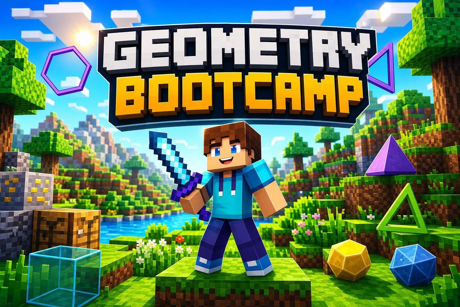 Minecraft Geometry: 2D/3D Shapes, Angles, Area & Symmetry