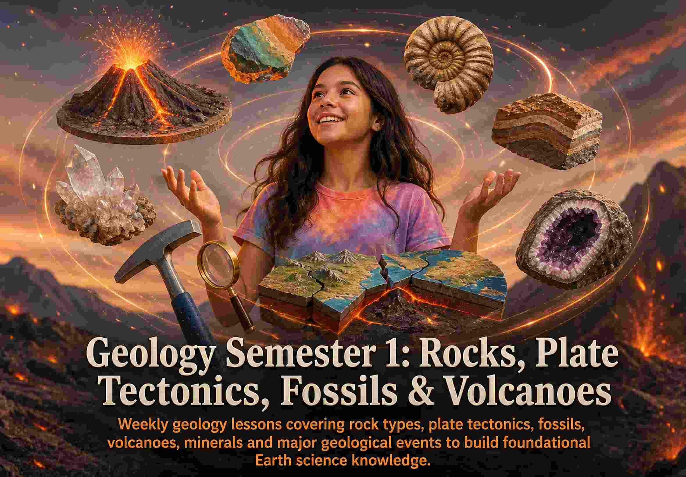 Geology Semester 1: Rocks, Plate Tectonics, Fossils & Volcanoes