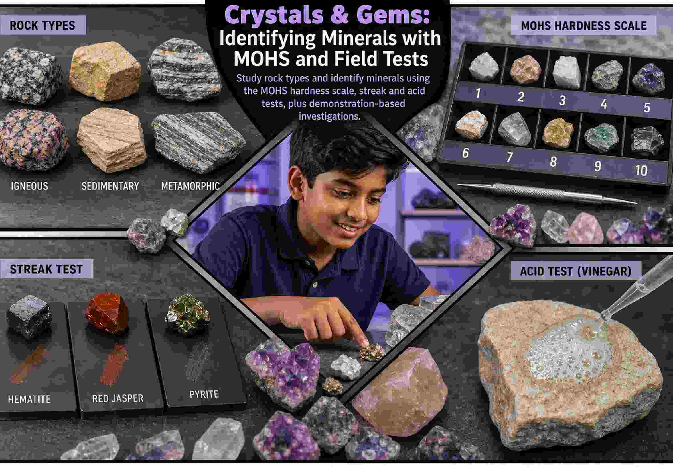Crystals & Gems: Identifying Minerals with MOHS and Field Tests