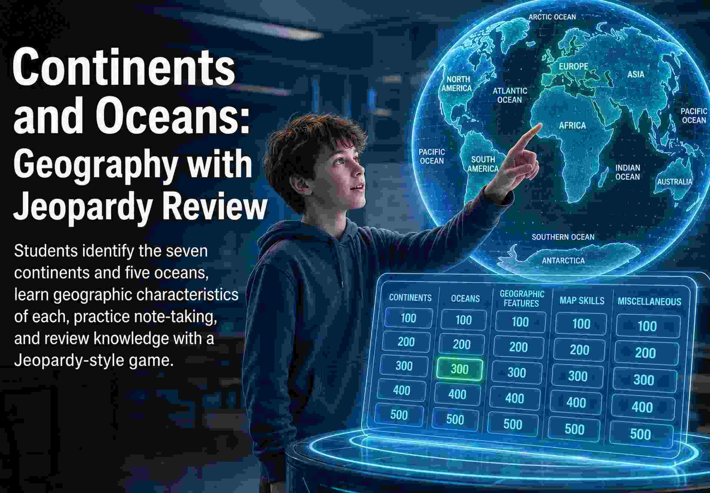 Continents and Oceans: Geography with Jeopardy Review