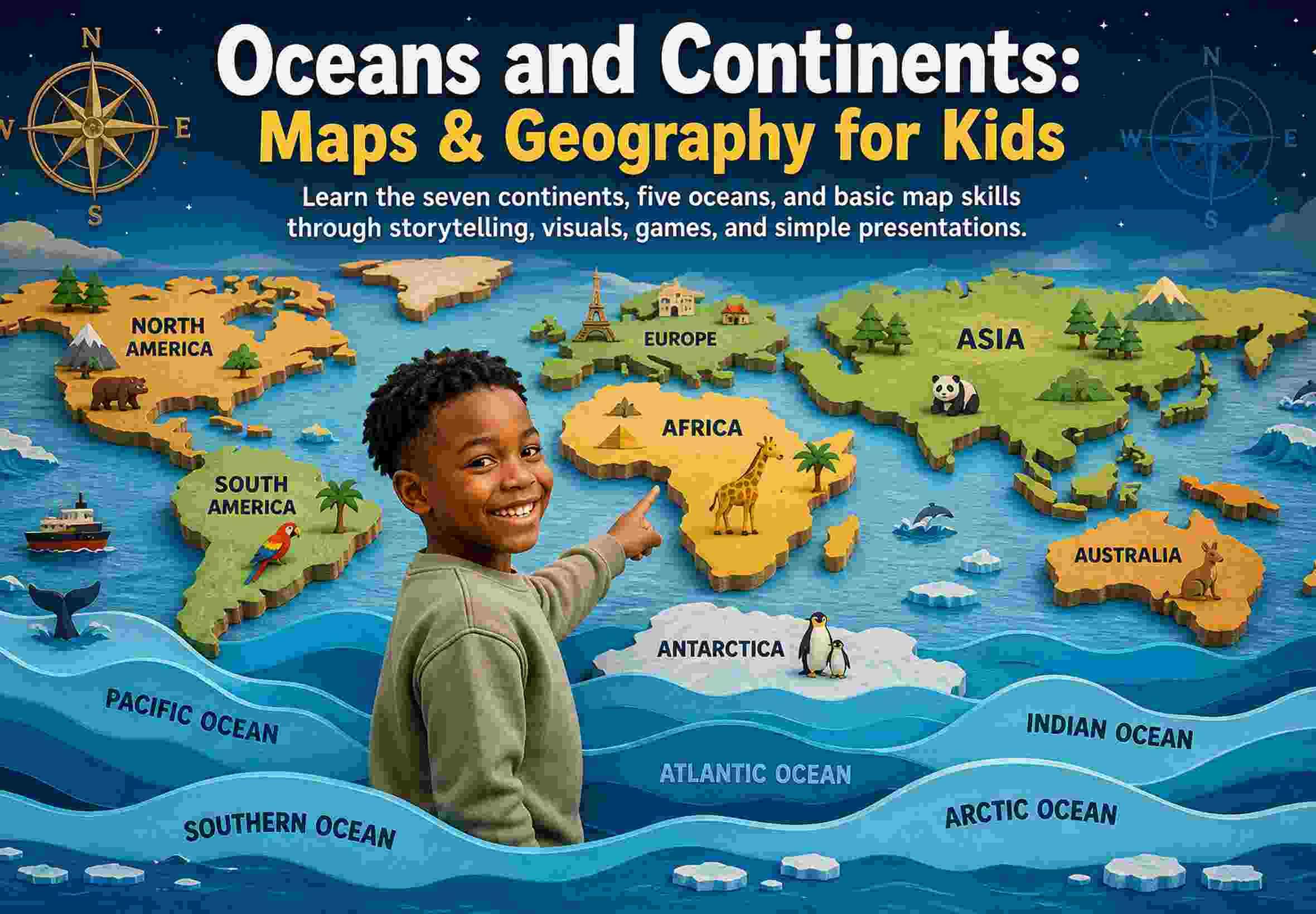 Oceans and Continents: Maps & Geography for Kids