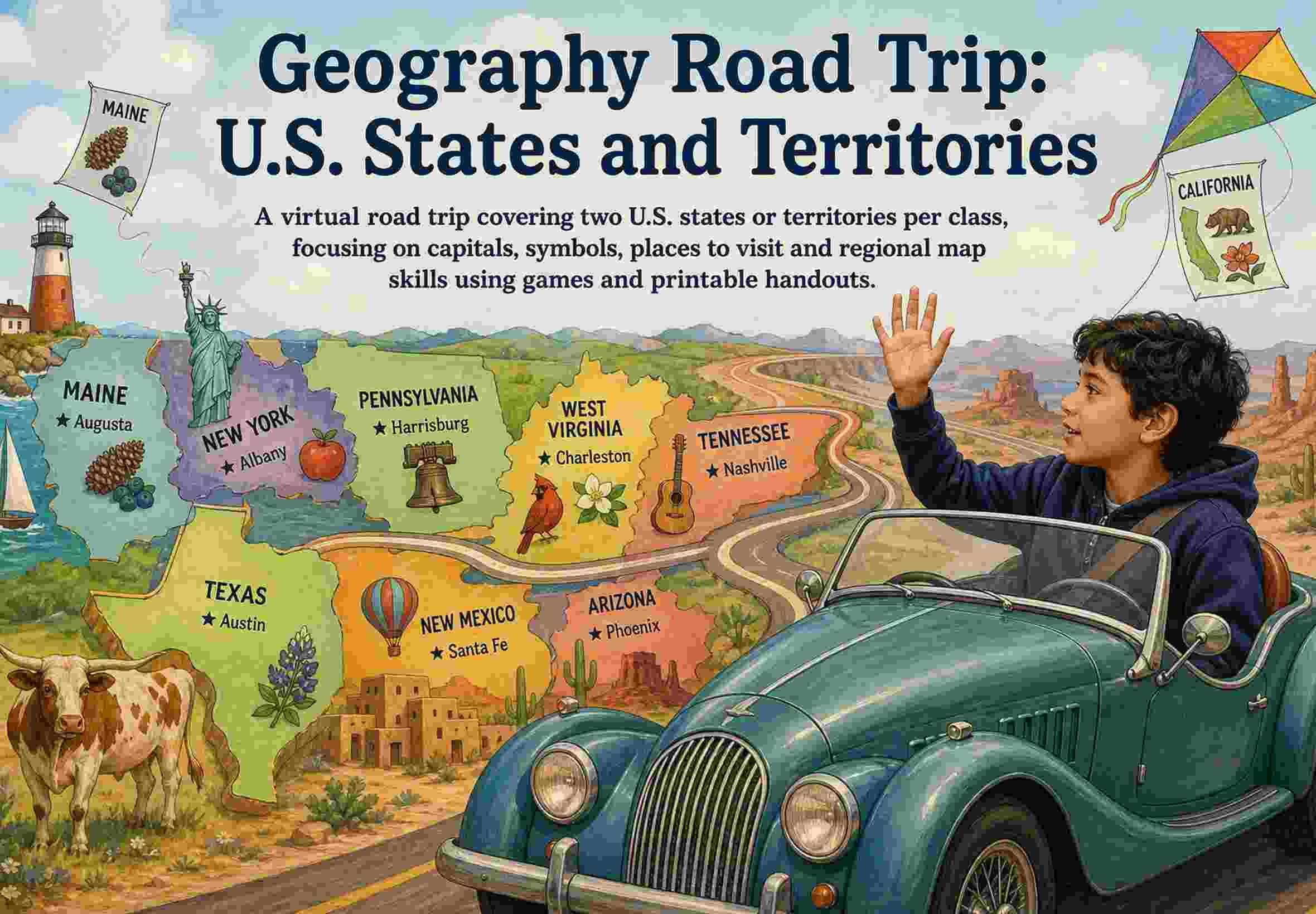 Geography Road Trip: U.S. States and Territories