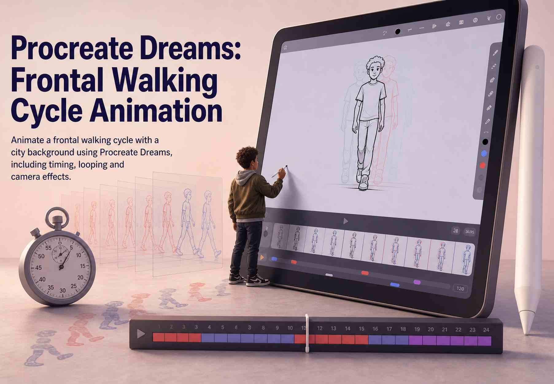 Procreate Dreams: Frontal Walking Cycle Animation