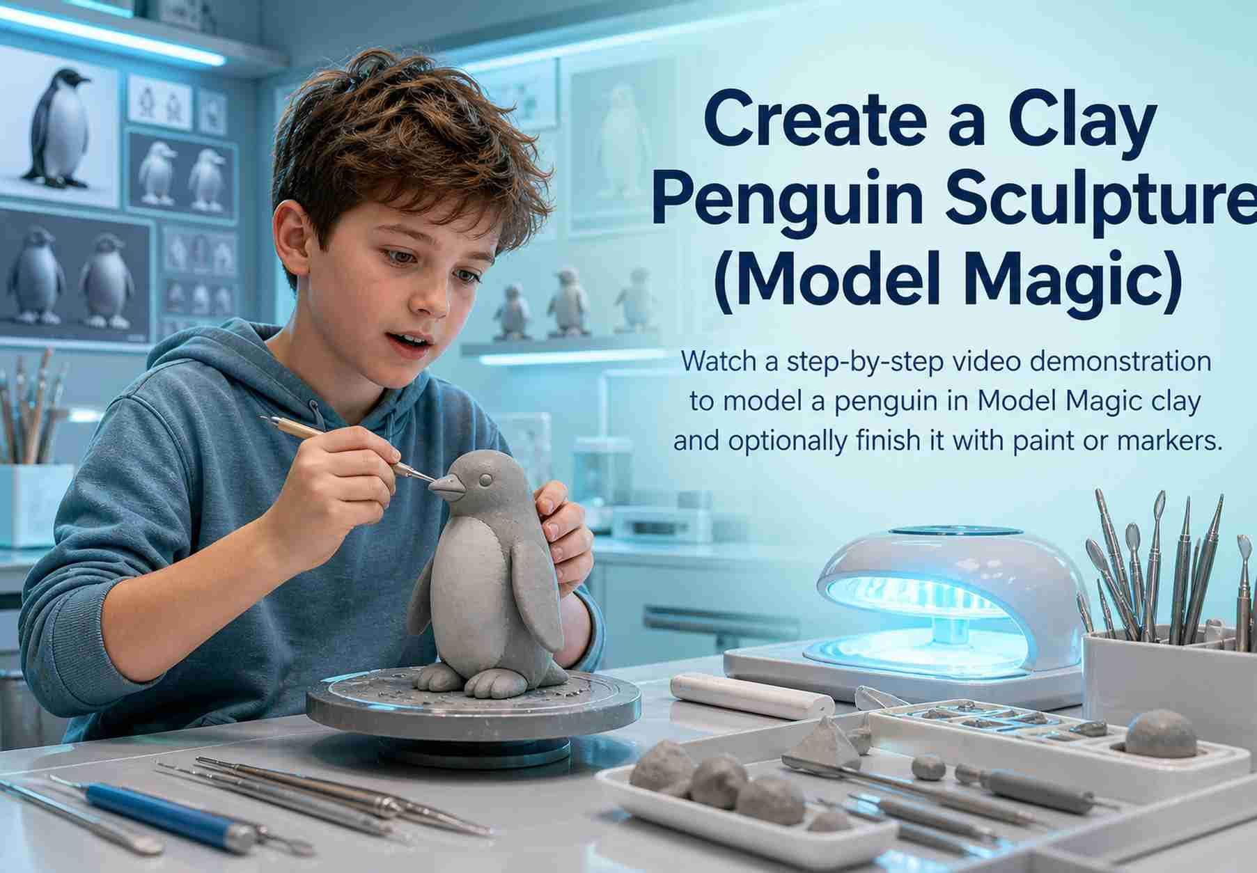 Create a Clay Penguin Sculpture (Model Magic)