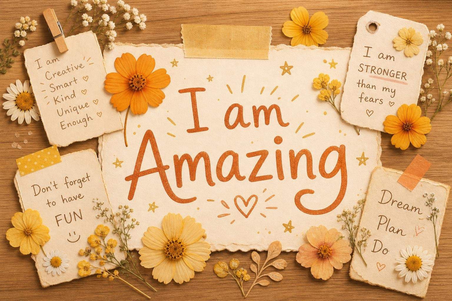 Pressed Flower Positive Affirmation Cards
