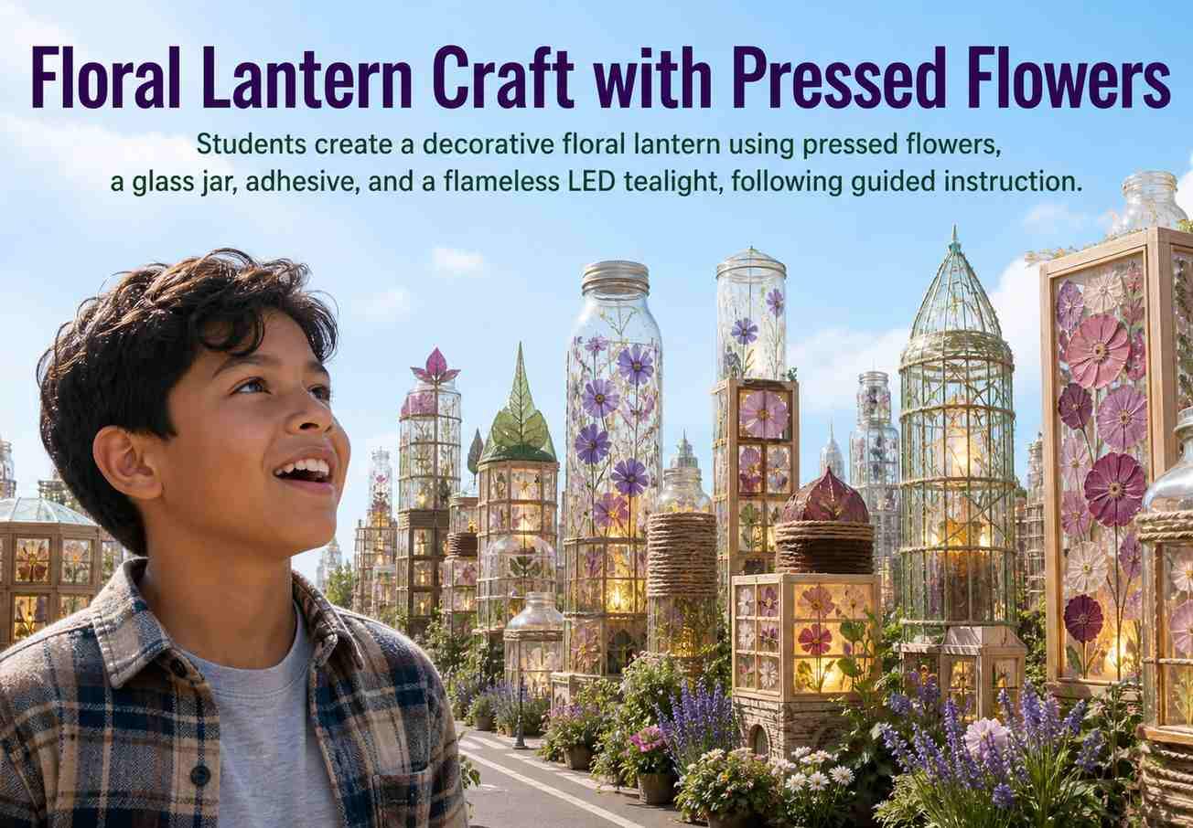 Floral Lantern Craft with Pressed Flowers