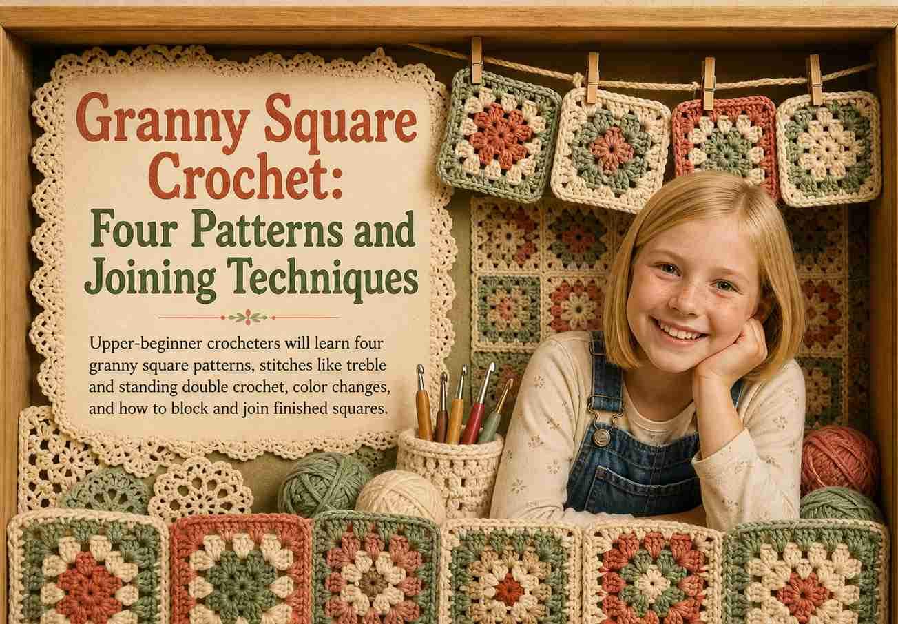 Granny Square Crochet: Four Patterns and Joining Techniques