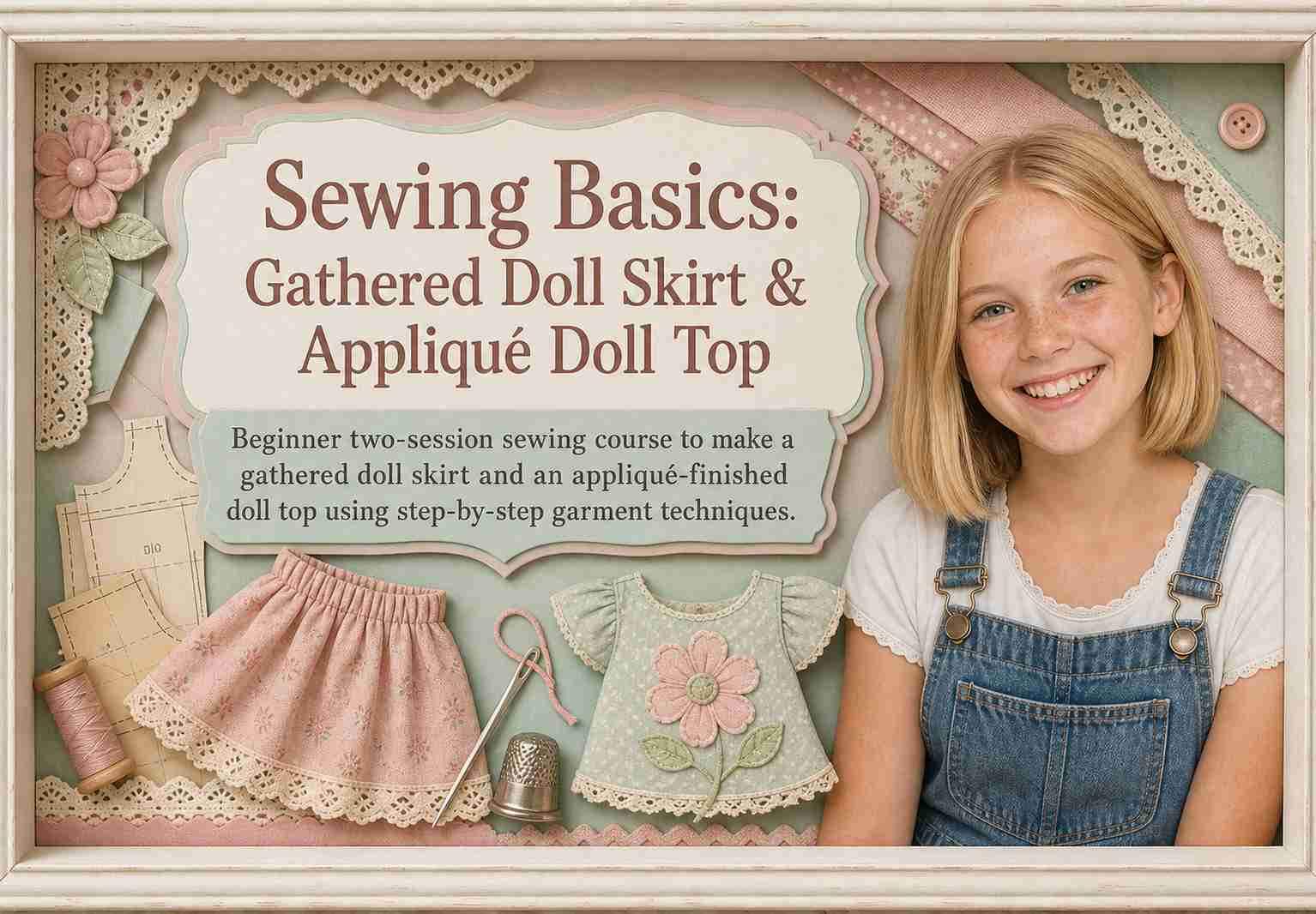 Sewing Basics: Gathered Doll Skirt & Appliqué Doll Top