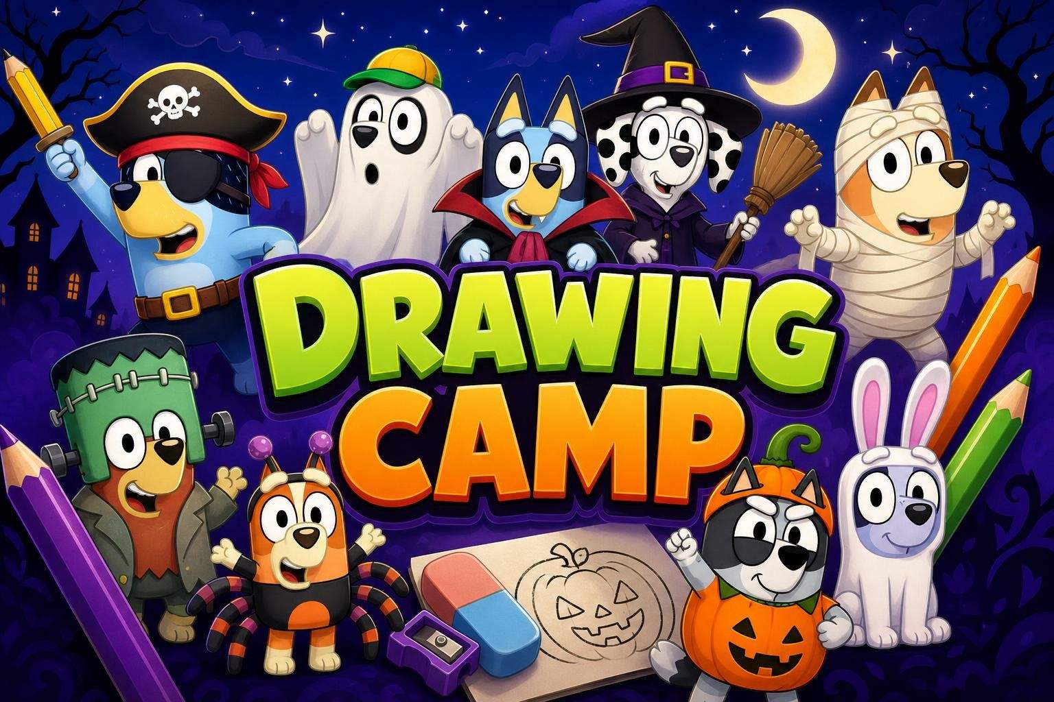 Bluey Halloween: Weekly Character Drawing Camp