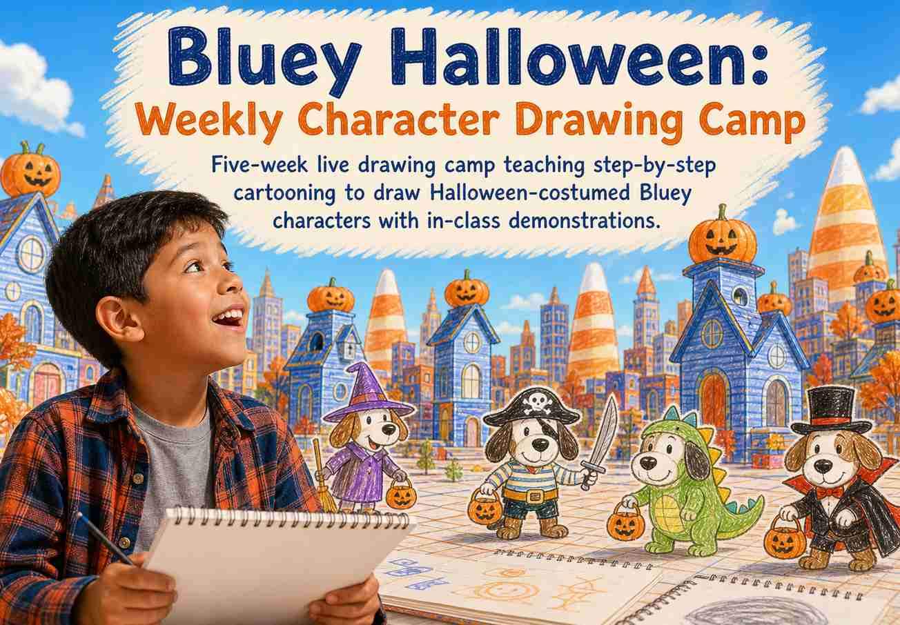 Bluey Halloween: Weekly Character Drawing Camp