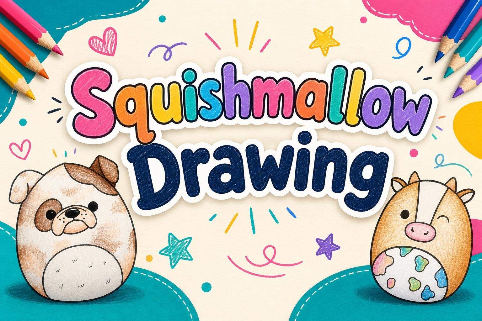 Draw Dog & Cow Squishmallow Characters
