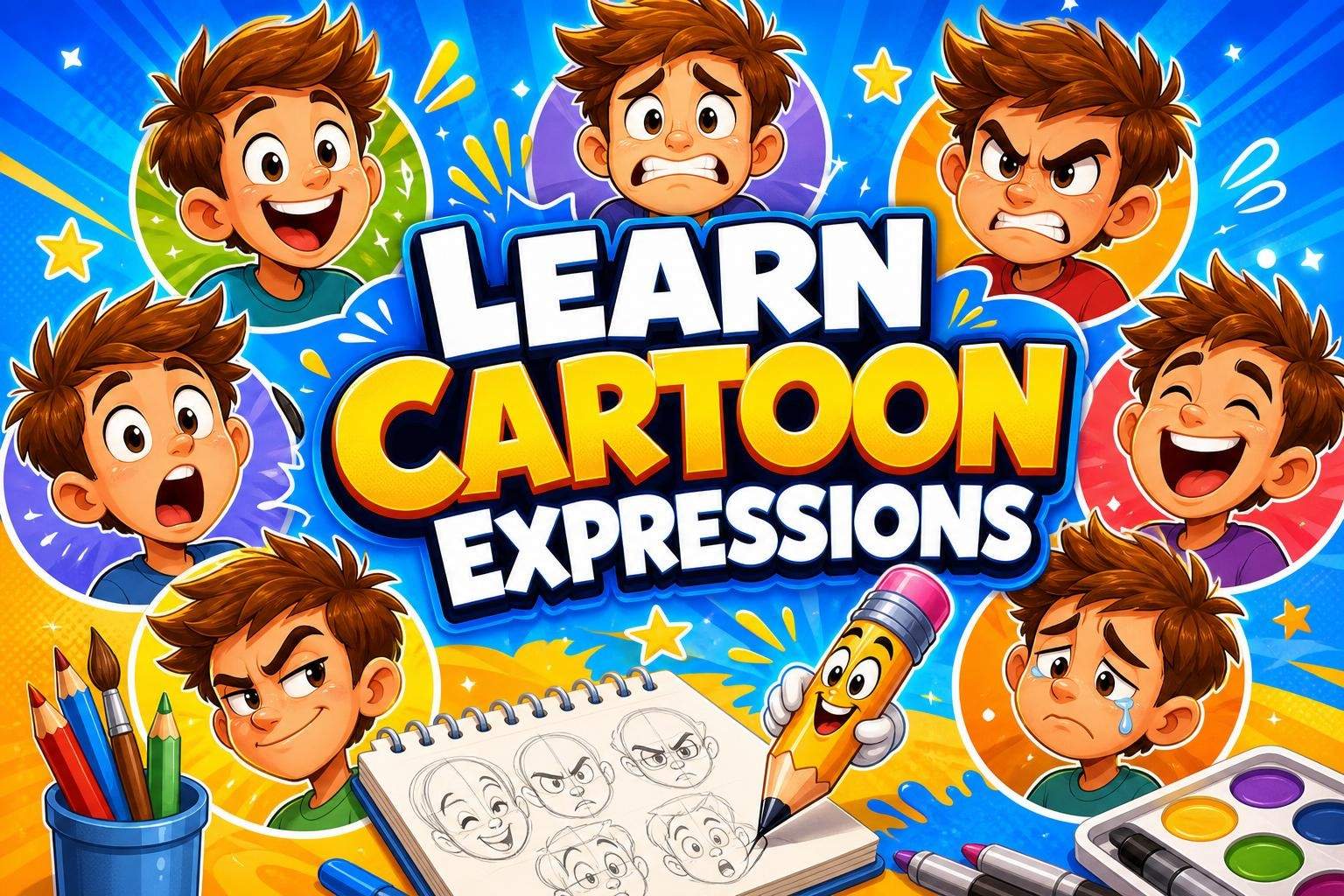 Draw Expressive Cartoon Faces: Eyes, Mouths & Emotion