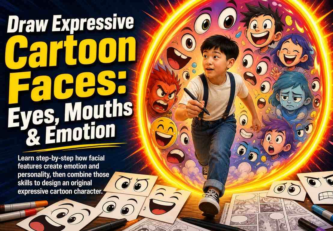 Draw Expressive Cartoon Faces: Eyes, Mouths & Emotion