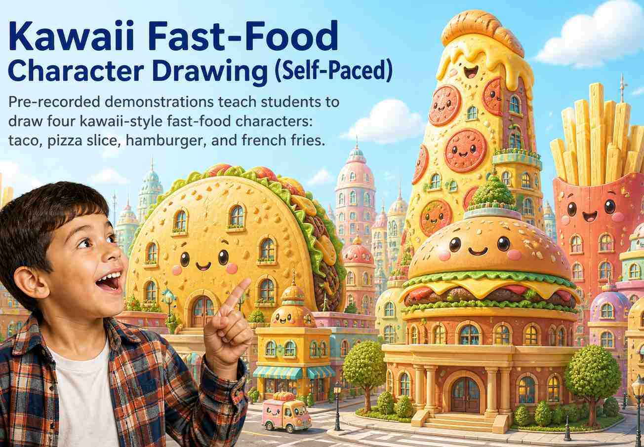 Kawaii Fast-Food Character Drawing (Self-Paced)