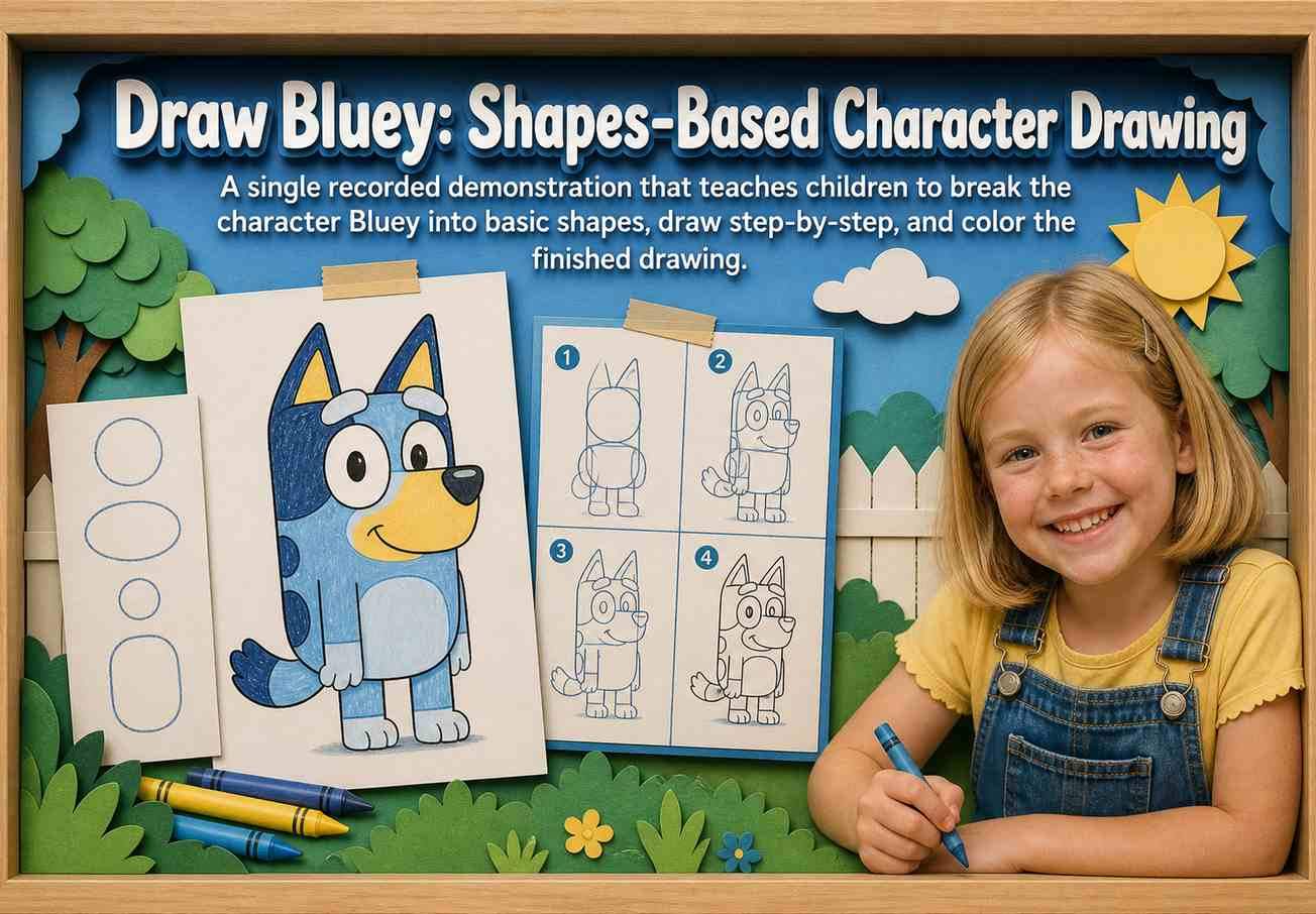 Draw Bluey: Shapes-Based Character Drawing