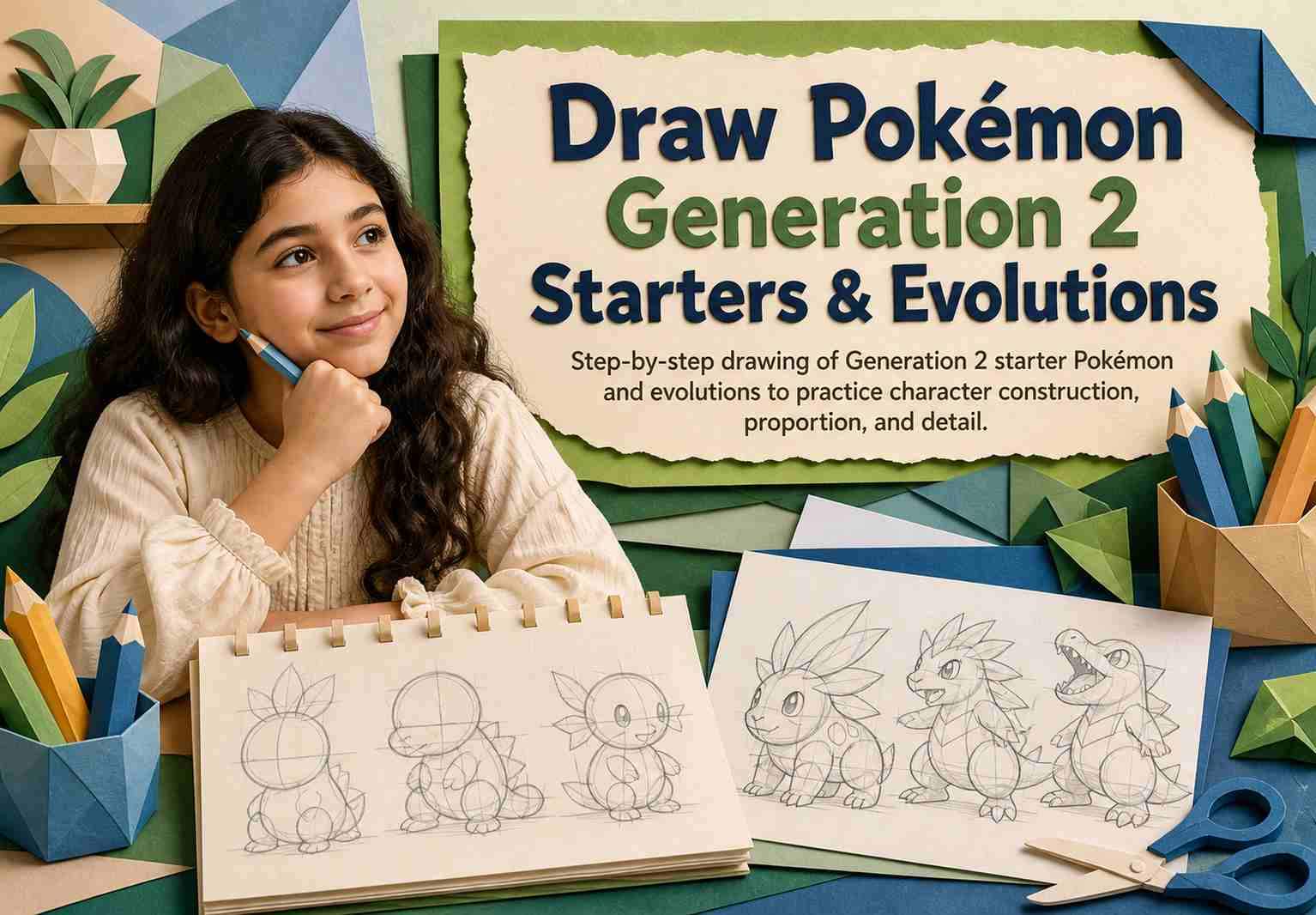 Draw Pokémon Generation 2 Starters & Evolutions