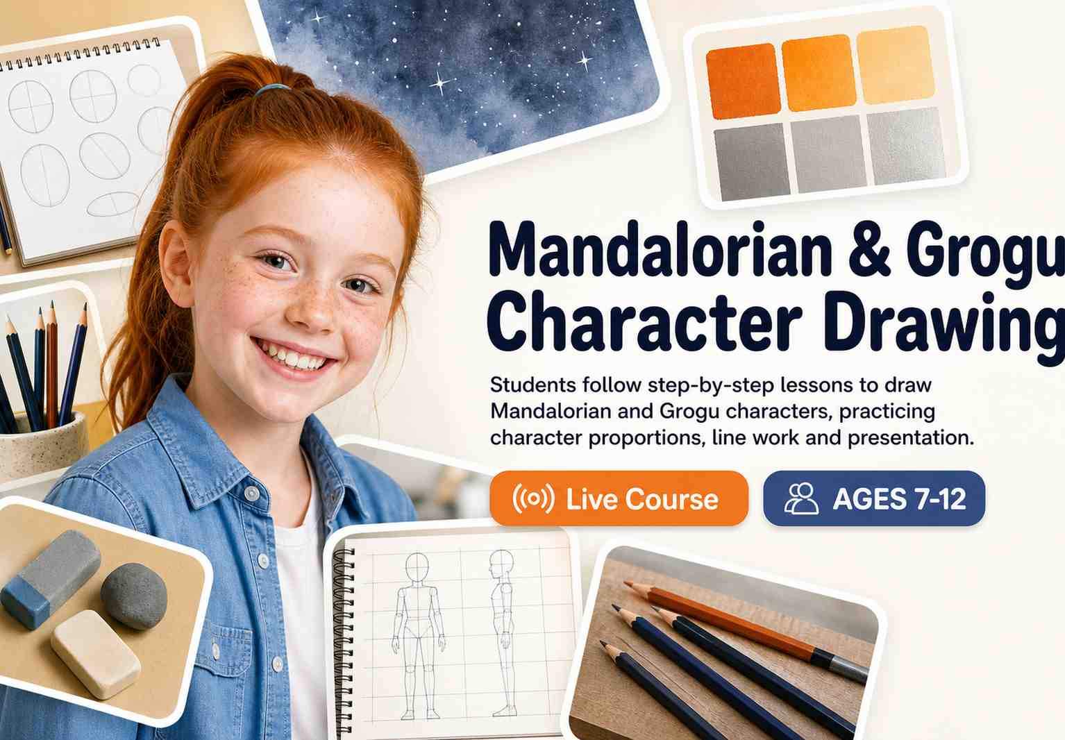 Mandalorian & Grogu Character Drawing