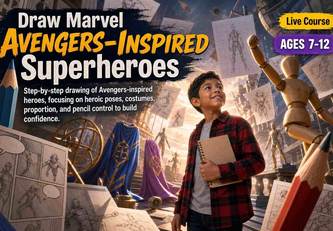 Draw Marvel Avengers–Inspired Superheroes (Ages 7-12)