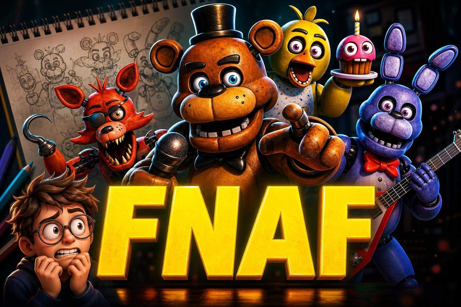 How to Draw Five Nights at Freddy's Characters Step-by-Step