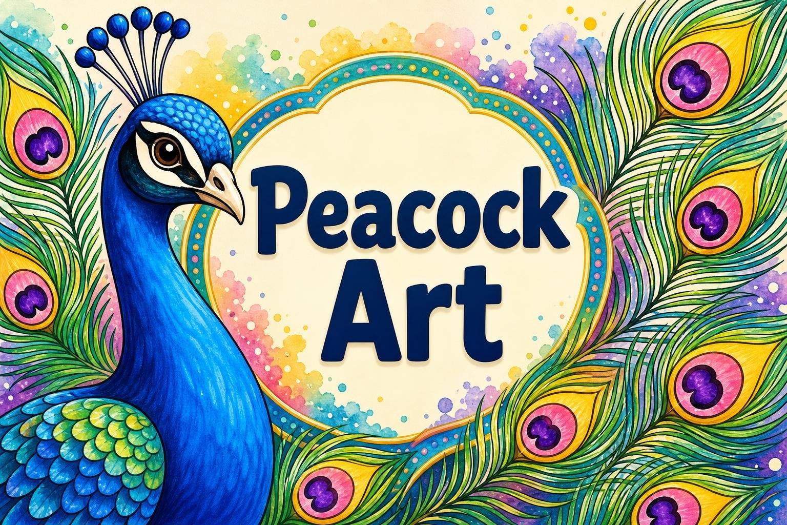 Draw a Peacock Using Simple Lines and Shapes