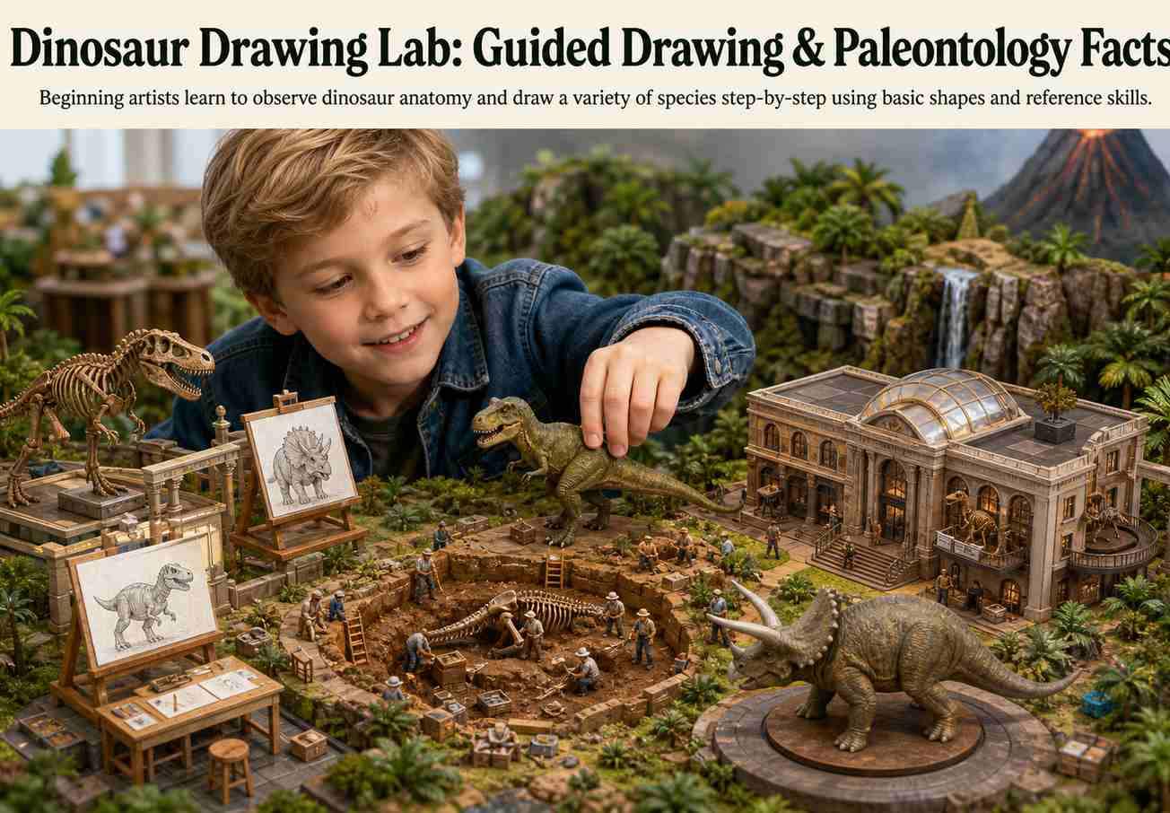 Dinosaur Drawing Lab: Guided Drawing & Paleontology Facts