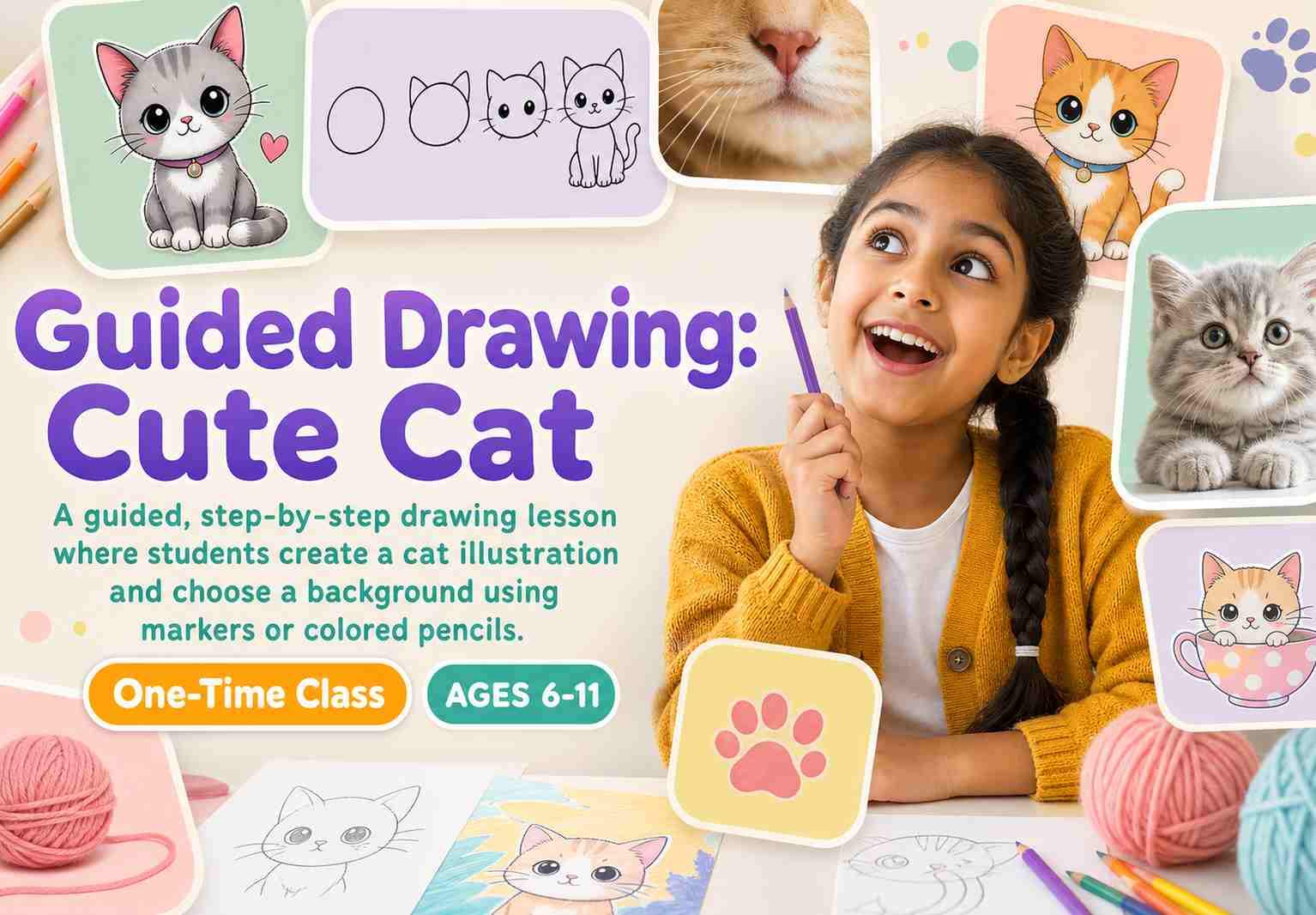 Guided Drawing: Cute Cat