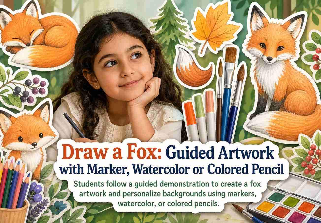 Draw a Fox: Guided Artwork with Marker, Watercolor or Colored Pencil