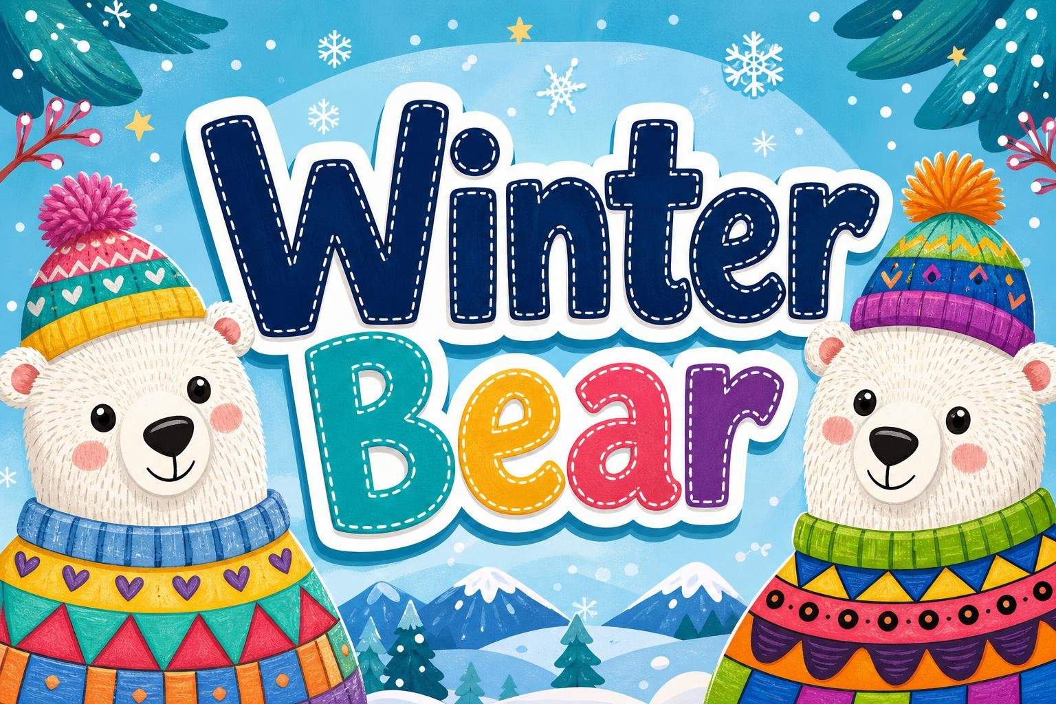 Winter Bear in Sweater Drawing