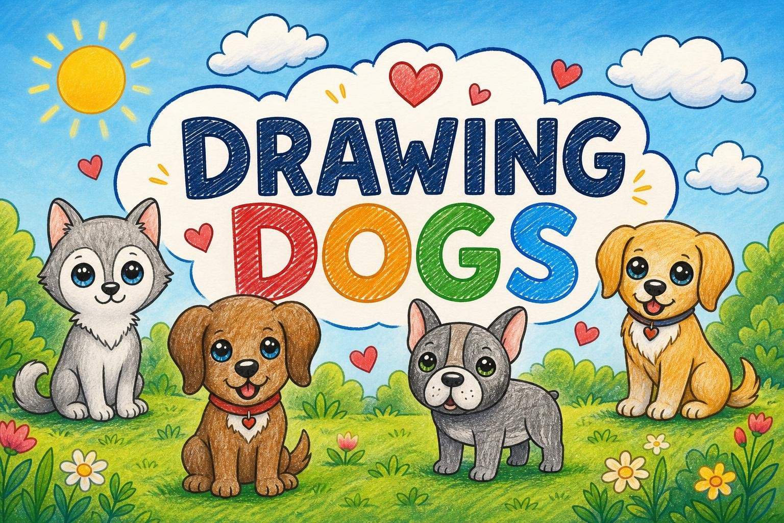 Draw Dogs: Guided Lessons for Husky, French Bulldog & Retriever