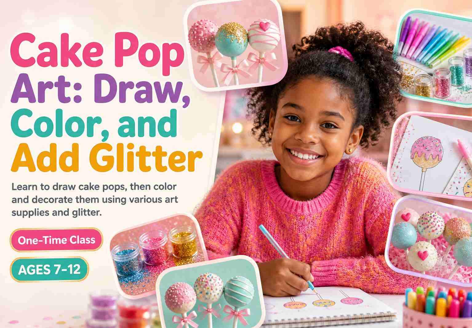Cake Pop Art: Draw, Color, and Add Glitter