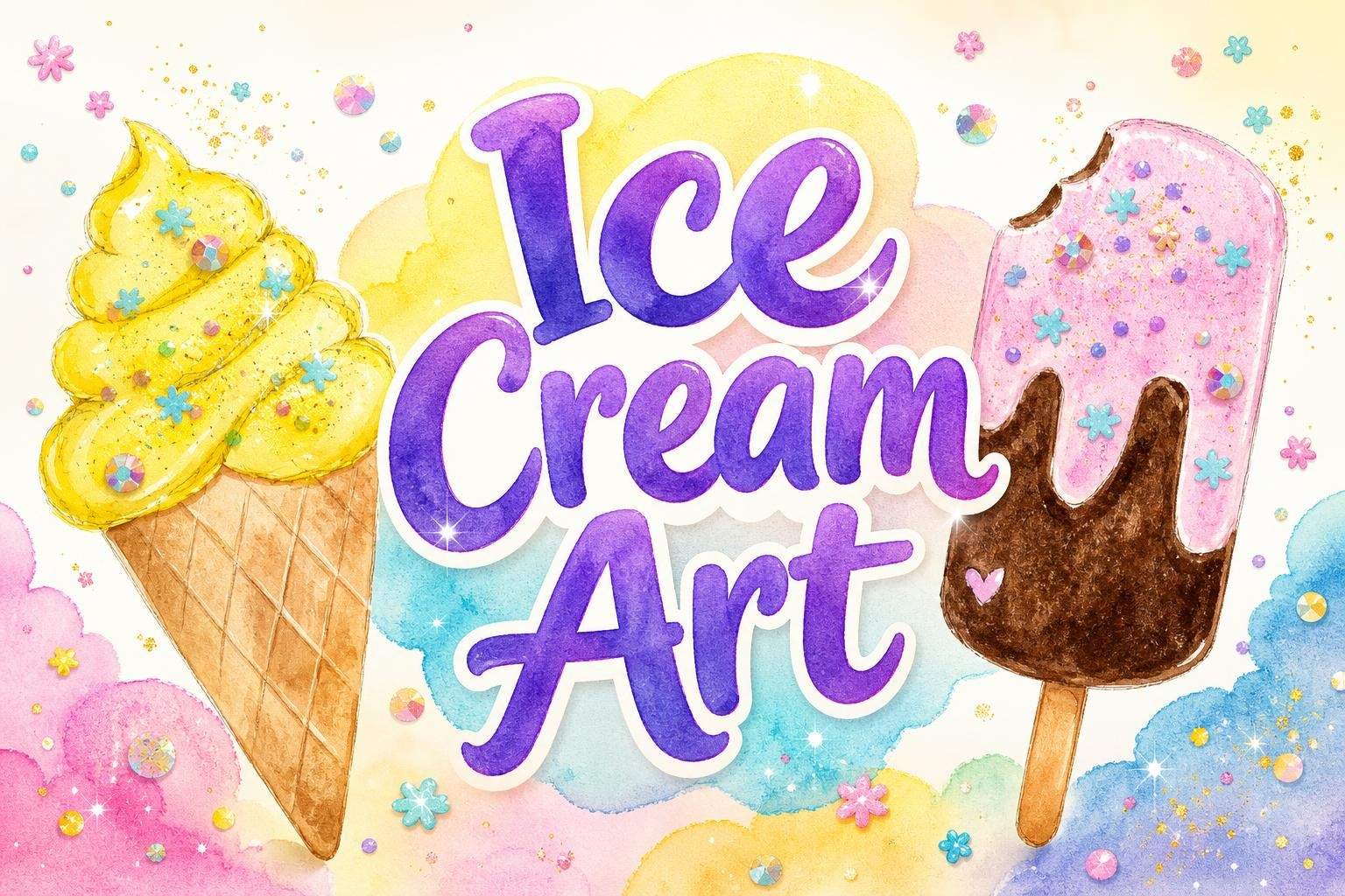 Ice Cream Drawing and Mixed-Media Decoration