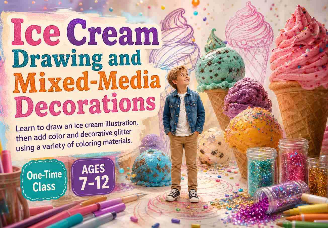 Ice Cream Drawing and Mixed-Media Decoration