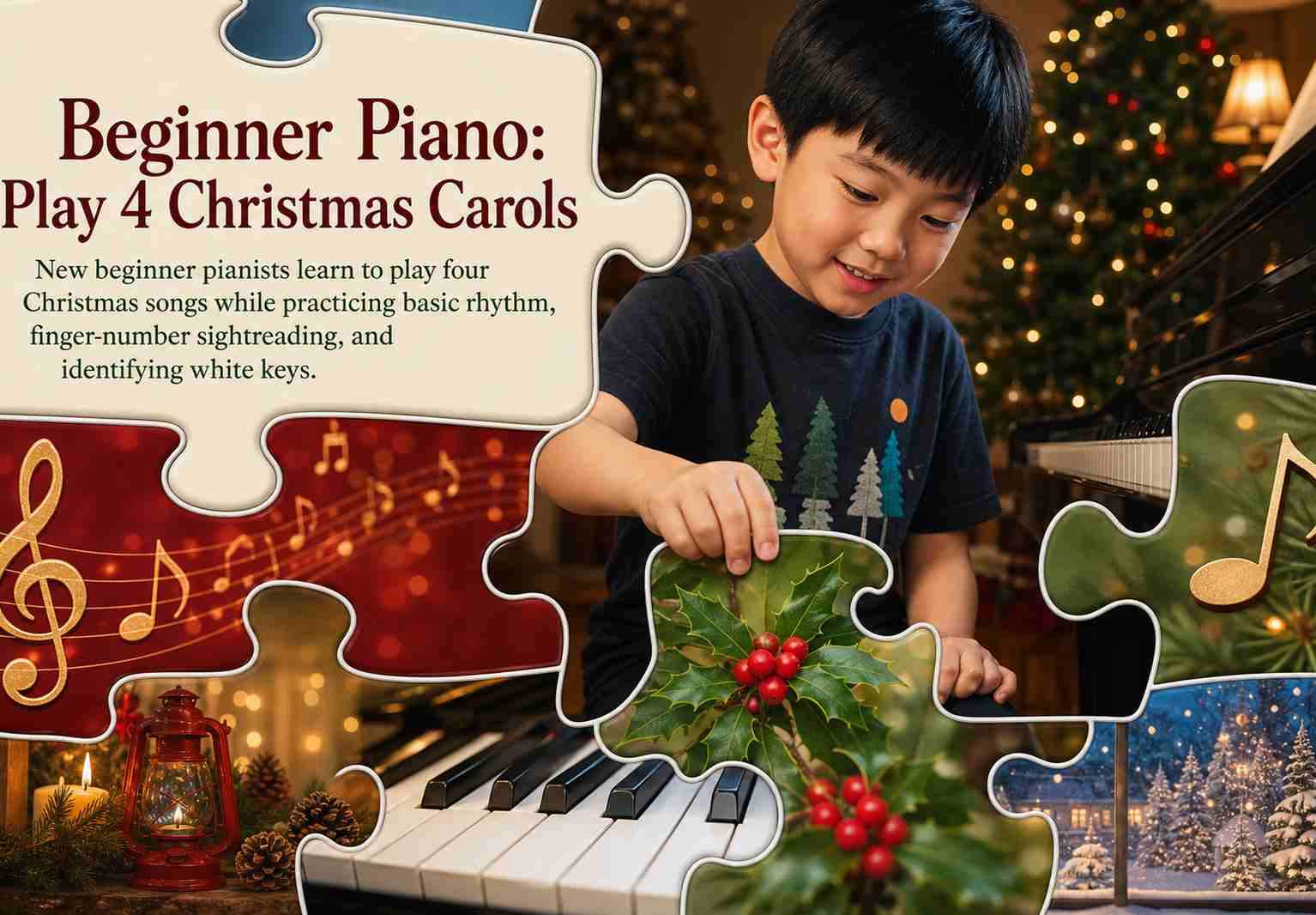Beginner Piano: Play 4 Christmas Carols