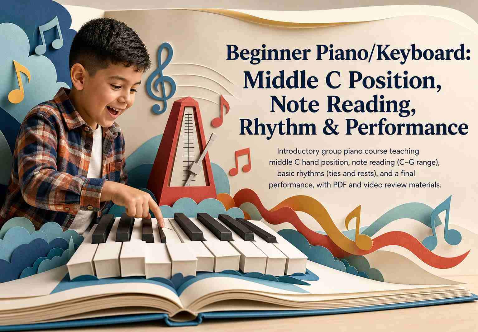 Beginner Piano/Keyboard: Middle C Position, Note Reading, Rhythm & Performance