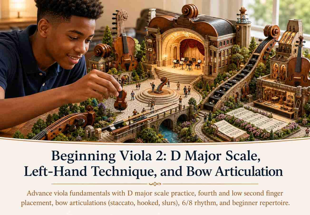Beginning Viola 2: D Major Scale, Left-Hand Technique, and Bow Articulation