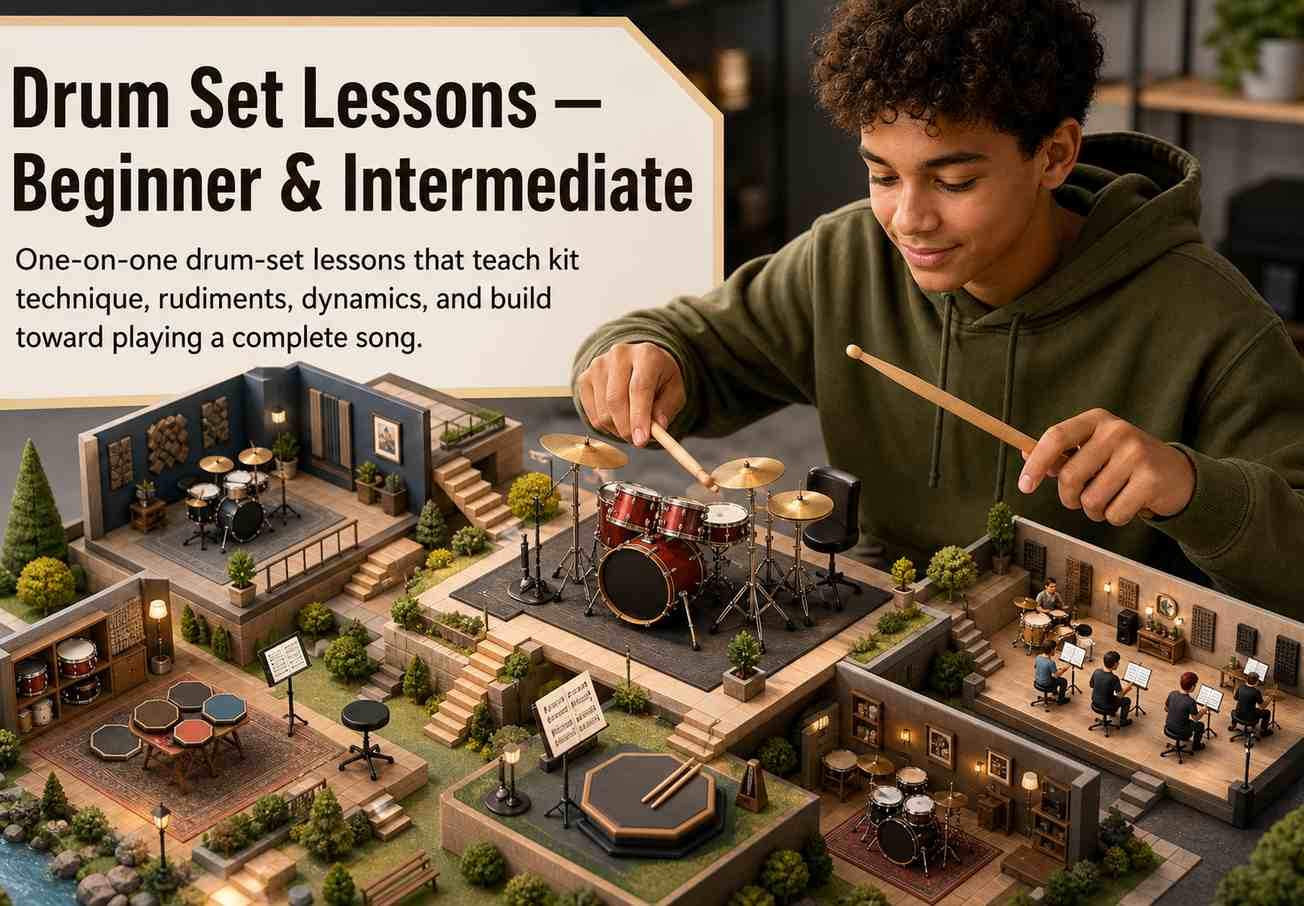 Drum Set Lessons — Beginner & Intermediate