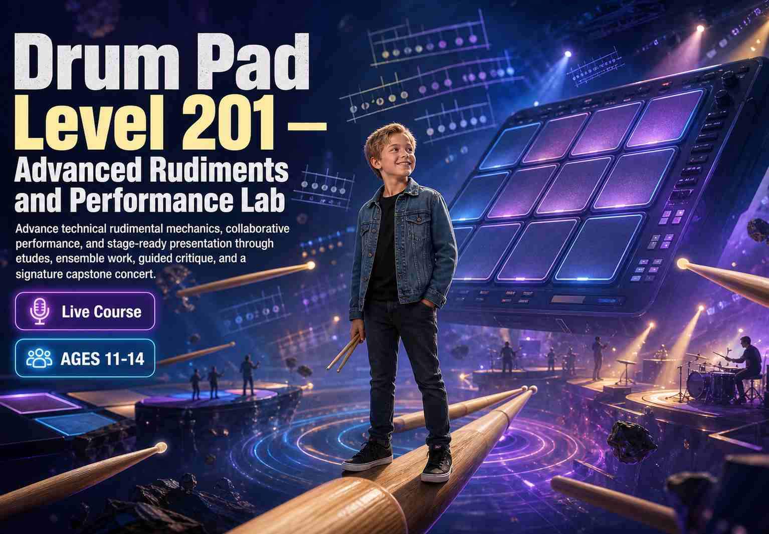 Drum Pad Level 201 — Advanced Rudiments and Performance Lab